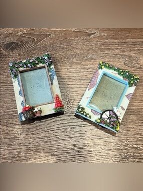 Vintage Resin Floral Frame Set Country Farm 3.25” X 5” Cottagecore